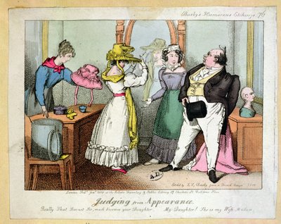 Ud fra udseendet at dømme, nummer 76 af Busbys Humoristiske Raderinger, indgraveret af Thomas Busby (fl.1804-21) 1828 af French School