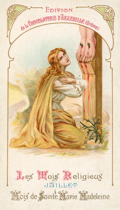 Juli, St Mary Magdalene måned (chromolitho) af French School