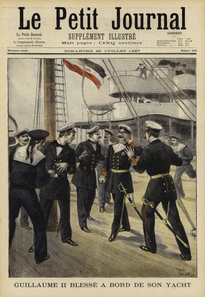 Kejser Wilhelm II af Tyskland såret om bord på sin yacht, 1897 af French School