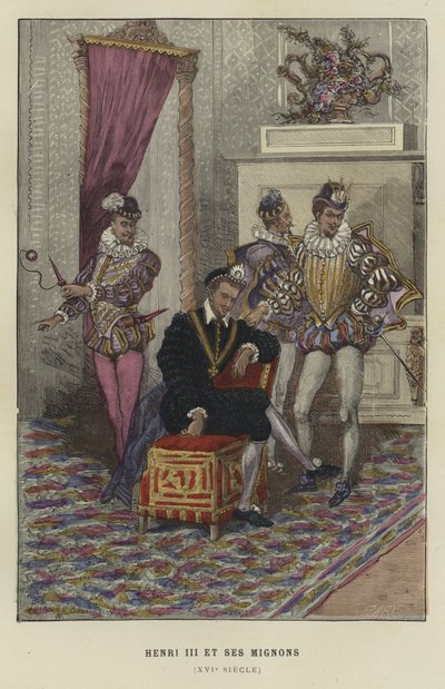 Kong Henrik III af Frankrig og hans favoritter, les Mignons, 1500-tallet af French School