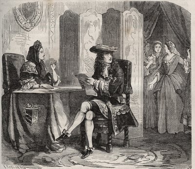 Kong Ludvig XIV (1638 -1715) og hans hustru, markisen af ​​Maintenon (Francoise d