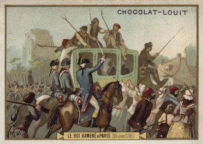 Kong Ludvig XVI bliver bragt tilbage til Paris, den franske revolution, 25. juni 1791 af French School