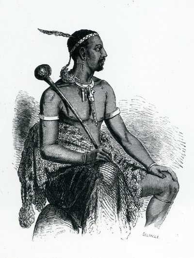 Kong Moshoeshoe I (ca. 1786-1870) 1833 (gravering) af French School