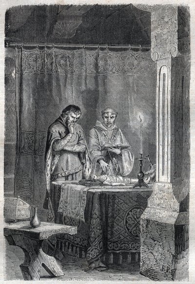 Kongen af Frankrig Karl V den Vise (1338 - 1380) rådførte sig med sutterne. Indgravering i "" Pavernes historie (...) Dronningekongens og kejsernes forbrydelser gennem århundrederne" af Maurice Lachatre af French School