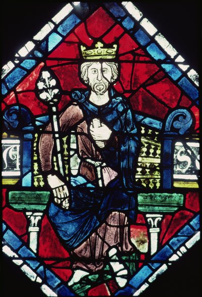 Konge af Juda, detalje fra nordrosenvindue, ca. 1223 af French School