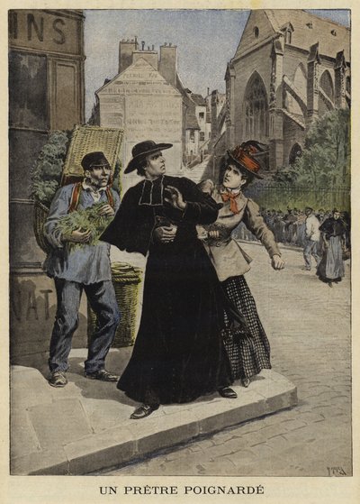 Kniveangreb på en præst, Frankrig, 1897 af French School