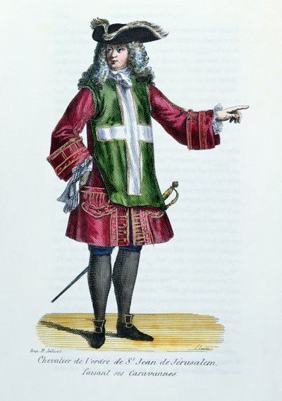 Ridder af Johannesordenen af Jerusalem, illustration fra History and Costumes of Monastic Orders af Fader Helyot, 1842 af French School