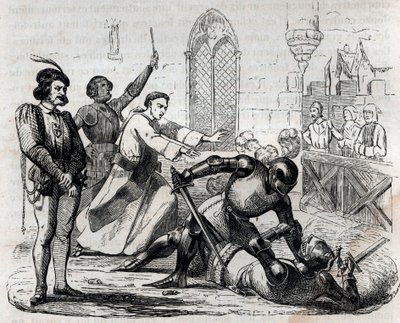 Carrouges-affæren 29. december 1386 - sidste juridiske duel - Duel mellem Jacques le Gris (1330-1386) og Jean de Carrouges - indgravering i "" Paris
