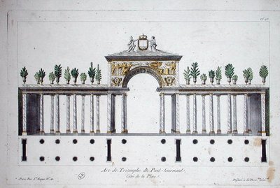 Arc de Triomphe du Pont Tournant (farve litho) af French School