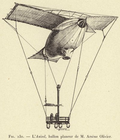 Avisol, svæveflyverballon af M Arsene Olivier (gravering) af French School