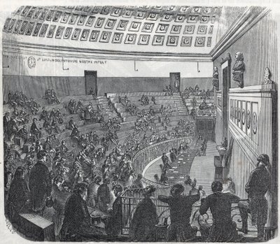 Paris School of Medicine - det store amfiteater - Indgravering i "Tableau-de-Paris" af Edmond Texier 1852 af French School