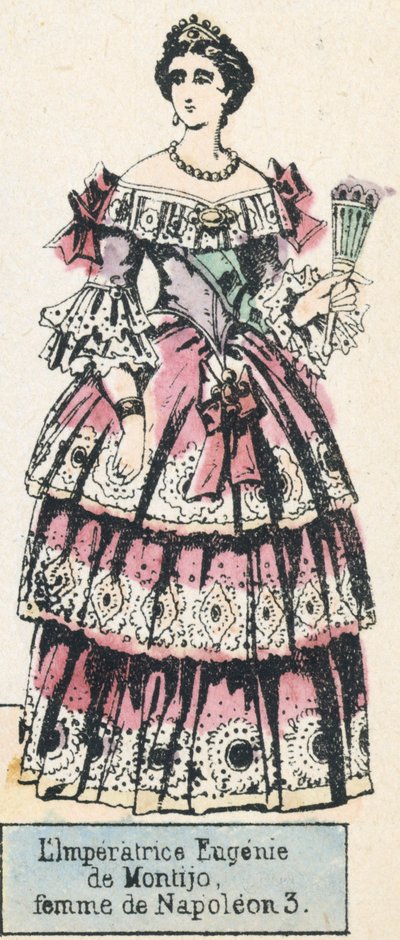 Kejserinde Eugenie de Montijo, kone til Napoleon 3 (farvet gravering) af French School