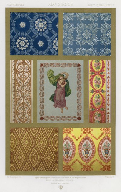 Stoffets udsmykning: XIXth Century, XIXth Century, XIXtes Jahrhundert (farve litho) af French School