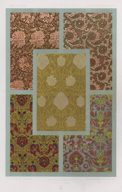 Stoffets udsmykning: XVIIth Century, XVIIe Siecle, XVIItes Jahrhundert (farve litho) af French School