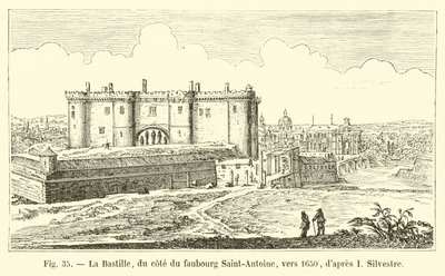 Bastillen, på siden af ​​Faubourg Saint-Antoine, omkring 1650, efter I Silvestre af French School