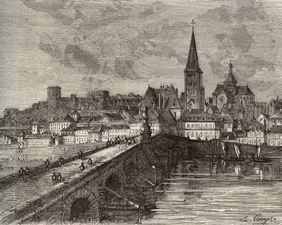 La Charite sur Loire - La Charite-sur-Loire - Nievre, i regionen Bourgogne - gravering i "Frankrig illustree: geografi, historie, statistisk administration" af V.-A. Malt-brun. 1884 af French School