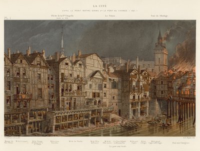 La Cite, mellem Pont Notre-Dame og Pont au Change, 1621 af French School