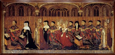 La Famille Jouvenel des Ursins Magistraten, prevot Jean Jouvenel des Ursins eller Jean Juvenal des Ursins (1360-1431), repræsenterer sammen med sine familiemedlemmer i bøn. Maleri på træ af den franske skole. 1443-1449. Søn 1,3x3,5 m Paris, nationalmuseet  af French School