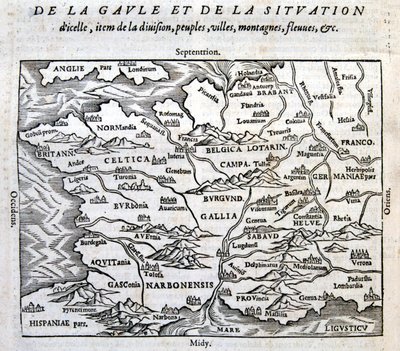 Gallien, dets floder og bjerge - i "Universal Cosmography at the End of the World" af François de Belle Forest, red. Sonnius, Paris af French School