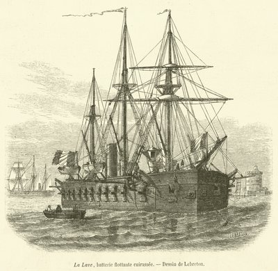 La Lava, pansret flydende batteri (gravering) af French School