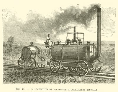La Locomotive de Blenkinsop, en Cremaillere Centrale (gravering) af French School