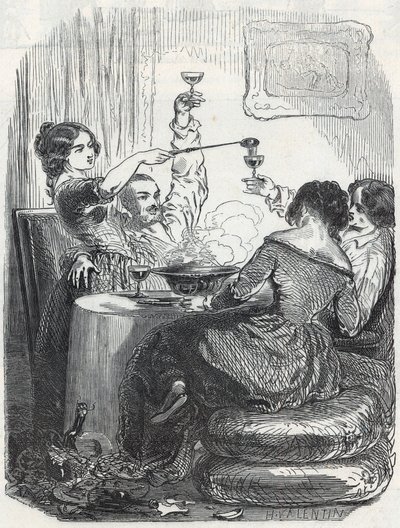 La Maison Doree restaurant beliggende på 20, Boulevard des Italians i det 9. arrondissement i Paris - Indgravering i "Tableau-de-Paris" af Edmond Texier 1852 af French School