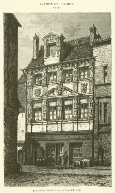 Karyatidernes hus, i Dijon (gravering) af French School