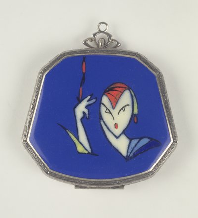 La Mode Femme Fatale Powder Compact, fransk, 1920-30 (emalje) af French School