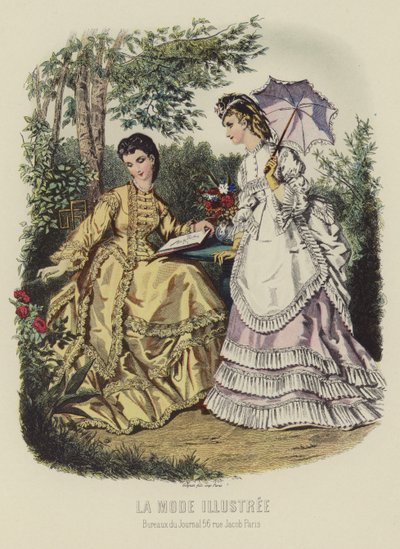 La Mode Illustree, to velklædte kvinder af French School