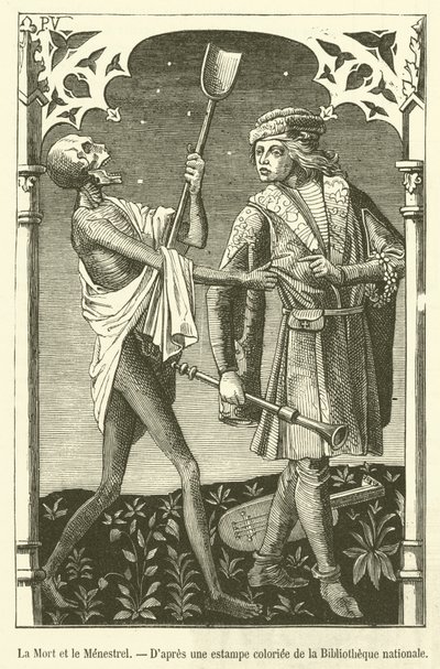 Death and the Minstrel (gravering) af French School