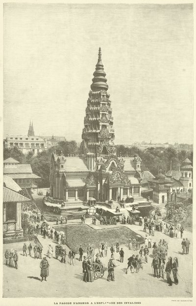 Angkor Pagoda ved Esplanade des Invalides (gravering) af French School