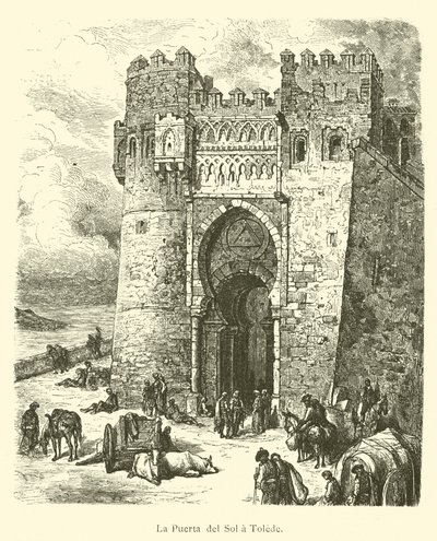 Puerta del Sol i Toledo (gravering) af French School