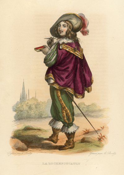 La Rochefoucauld (farvet gravering) af French School