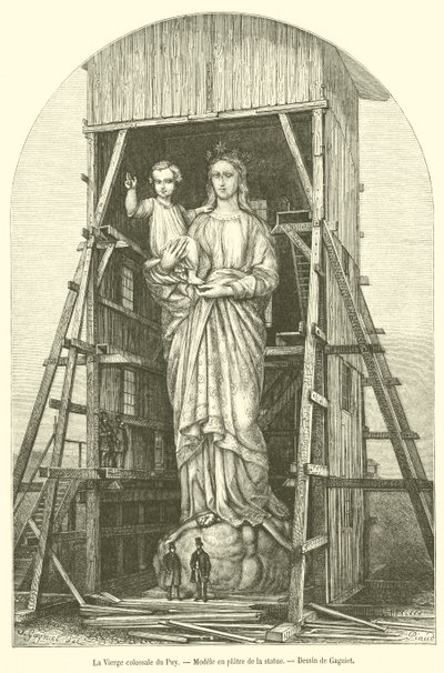 Den kolossale jomfru af Le Puy, gipsmodel af statuen (gravering) af French School