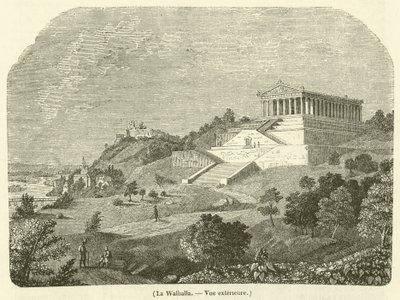 Valhalla, udvendig udsigt (gravering) af French School