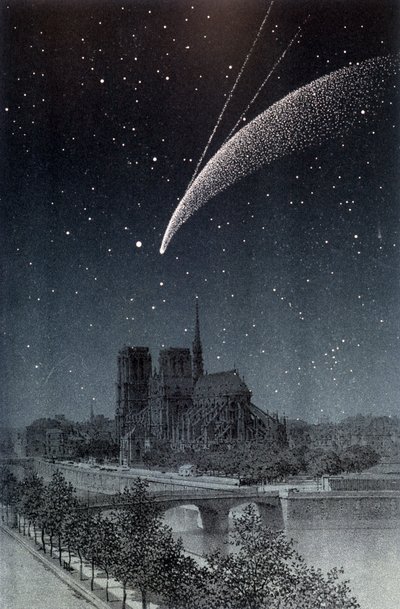 La comet de Donati, set i Paris 04/10/1858 - i "" Le Ciel"" af Amédée Guillemin, Hachette, Paris af French School
