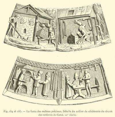 Smeltning af ædle metaller (gravering) af French School
