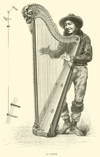 La harpe (gravering) af French School