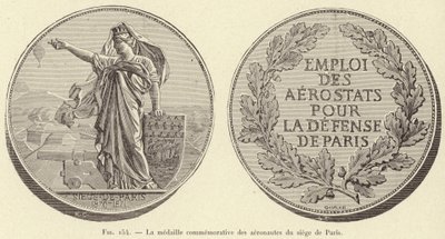 Erindringsmedaljen for aeronauterne fra belejringen af ​​Paris (gravering) af French School