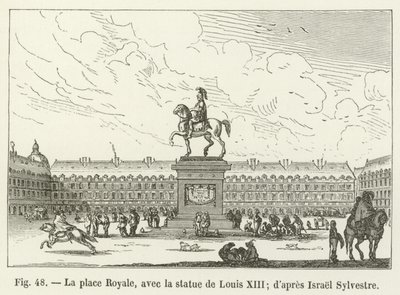 Place Royale, med statuen af ​​Louis XIII; efter Israel Sylvestre af French School
