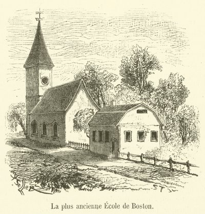 Bostons ældste skole (gravering) af French School
