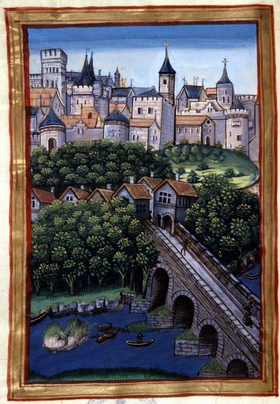 La ville de Lyon - i "" Roman de Palamus, fortælling om løven"" af Simphorian-Champier af French School