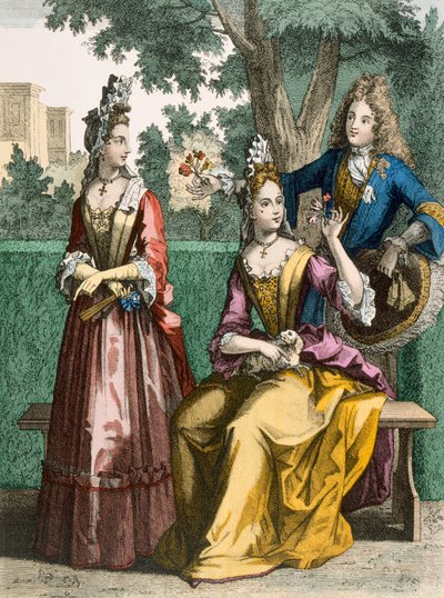 Festlige dagskjoler til kvinder, 1690 af French School
