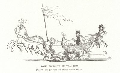 Dame, der rejser med slæde, Frankrig, 1700-tallet af French School