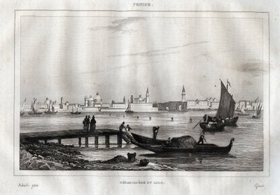 Landingsplads for Lido af Venedig - Indgravering fra "" Det maleriske Italien"" af M. de Norvins, Ch. Nodier 1834-1836. af French School