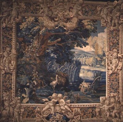 Landskab, Paris, begyndelsen af det 17. århundrede (uld og silketæppe) af French School