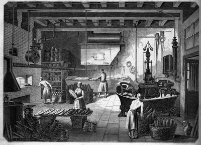 Store franske industrier i 1800-tallet: Drouot-apparater til bagning. Fournil de M. Courcier, rue Saint Maur i Paris. I "" Le Monde illustrious"" 1862. af French School