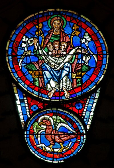 Sidste dom: Abrahams skød med 3 sjæle; St Johns eagle below (w143) af French School