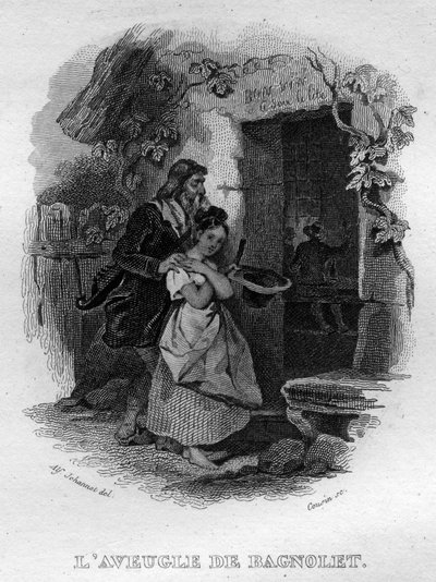 Bagnolet Chanson de Berangers blinde i ""Oeuvres completes"" (1834) af Pierre Jean de Beranger (1780-1857), fransk digter og sangskriver. af French School