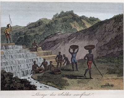 Vask af ørkent sand - "" The World in prints or Geography of the five parts of the world"" af Chevalier de Roujoux af French School
